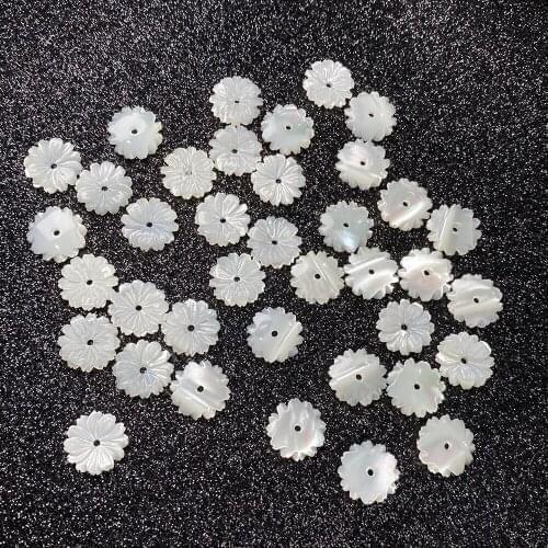 2PCS Natural Shell Beads White Flower Shape Approx 10 12mm Charms Shell for Jewelry Making Necklace Bracelet