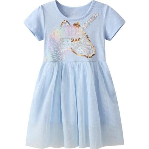2021 Unicorn Dress Kids Clothes Girls Dresses Princess Summer Dress Vestidos De Verano Sequins Robe Vetement Fille Sukienki New