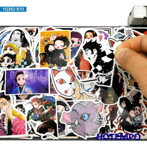 70pcs Demon Slayer Kimetsu no Yaiba Japan Anime Stickers Toys for Mobile Phone Laptop Suitcase Skateboard Cartoon Decal Stickers