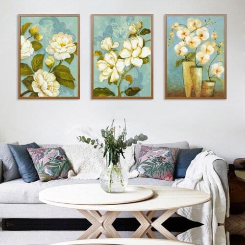 White Flower Picture Posters And Prints Nordic Poster Wall Art Canvas Printing Cuadros Canvas Pictures For Living Room Unframed