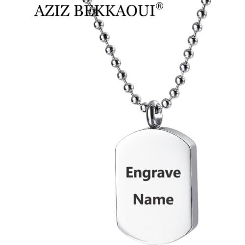 AZIZ BEKKAOUI Custom Tag Pendant Necklaces Stainless Steel Pendants Men Jewelry Memorial Keepsake Pendant Necklace