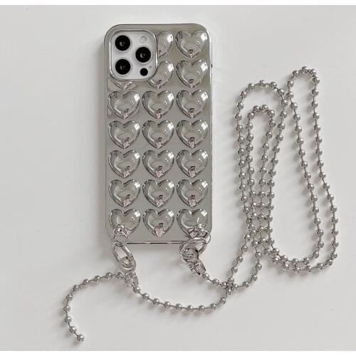 Phone Case For iphone cover Chrome metal color heart design mobile cover Cases For iPhone 12 pro max 11 X Xs Xr 8 7 6 6s Plu