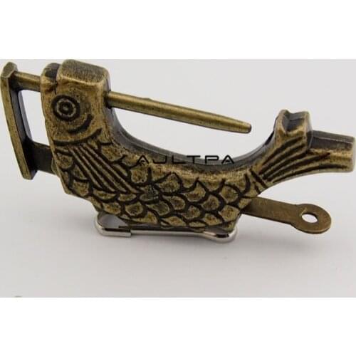 100Pcs Retro Brass Fish Pattern Lock Antique Chinese Keyed Jewelry Box Padlock For Home Decor