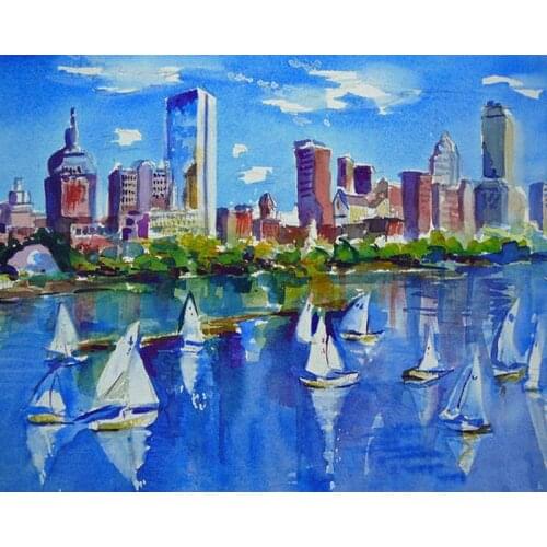 DIY Painting By Numbers City Landscape Kit Oil Picture By Numbers Hand Painted Wall Art Painting on Canvas Home Decor Gift