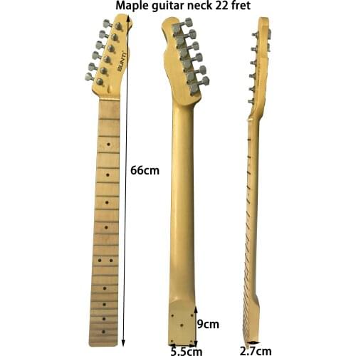 Maple Wood Guitar Neck Fingerboard with Tuning Pegs Electric Guitar Neck 22 Fret Maple ST Style Guitar Accessories