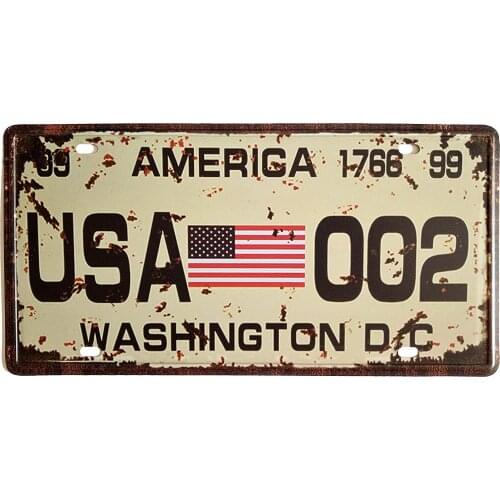 ERLOOD American Flag Washington D.C. 002 Retro Vintage Auto License Plate Tin Sign Embossed Tag Size Home Pub Bar Decor 6 X 12