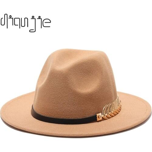 2021 Fashion Trend Women Ladies Wool Felt Fedora Hat Shark fin Wide Brim Wool Panama Casual Formal Party Winter New Fedoras