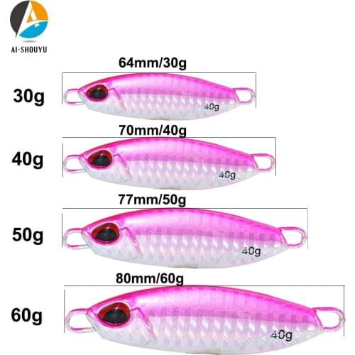 AI-SHOUYU Metal Jig Spoon Lure 30g 40g 50g 60g Jigging Lead Fish Sea Bass Fishing Lure Artificial Bait Lead Minnow Lure