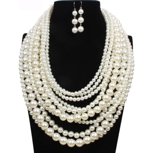 Multilayer Pearl Exaggerated Long Sweater Chain Item Girl Women Banquet 18 Inch Fashion Charming Necklace Jewelry Accessories
