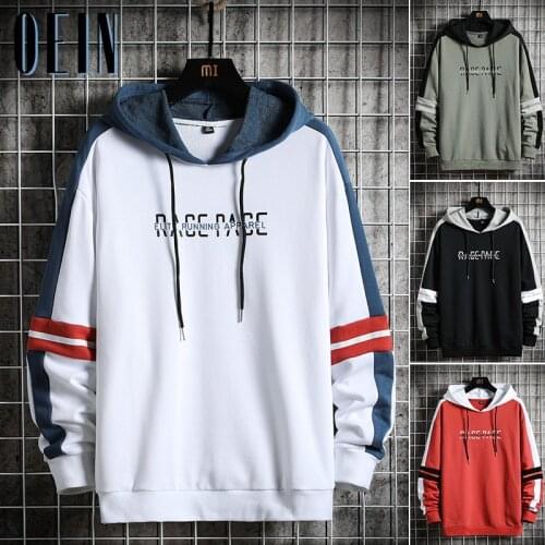 2021 Autumn High Street Mens Hoodie Hip Hop Spliced Sweatshirt Fashion Casual Men Harajuku Oversized Sweatshirt Loose Clothing