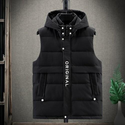 Ymwmhu Mens Winter Sleeveless Jacket Men Vest Warm Thick Hooded Coats Male Cotton-Padded Waistcoat Homme Vest Plus Size 5XL