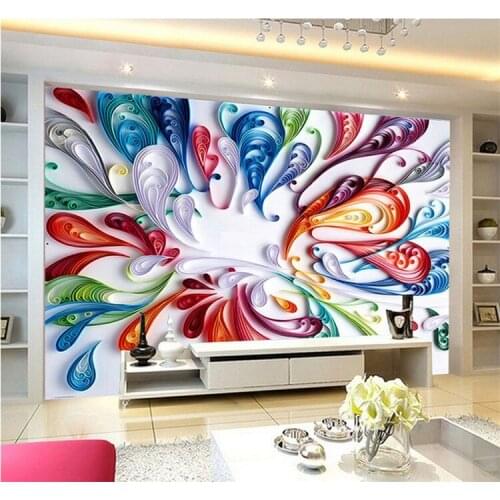 Custom 3D Mural Wallpaper For Wall Modern Art Creative Colorful Floral Abstract Line Painting Wall Paper For Living Room Bedroom