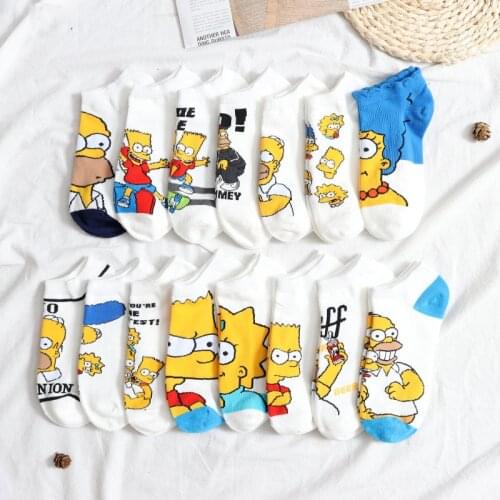 2021New funny cartoon Socks Simpson pattern happy female socks happy Harajuku hip hop combed cotton women socks