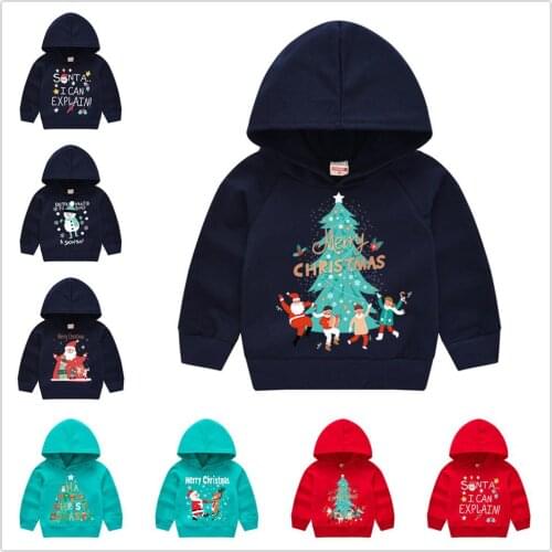 Newest Baby Boy Hooded Sweater Christmas Sweatshirts Toddler Hoodies Jacket Girls Pullover Clothes X'mas Costumes Top 1-6Years