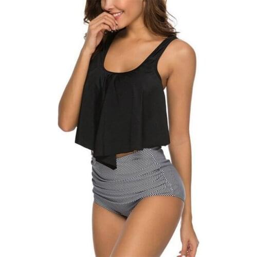 2021 New Two Pieces Swimwear Bathing Suit Women Swimsuit Womens High Waist Bikini Swimming Trunks Large Lotus Leaf Biquini