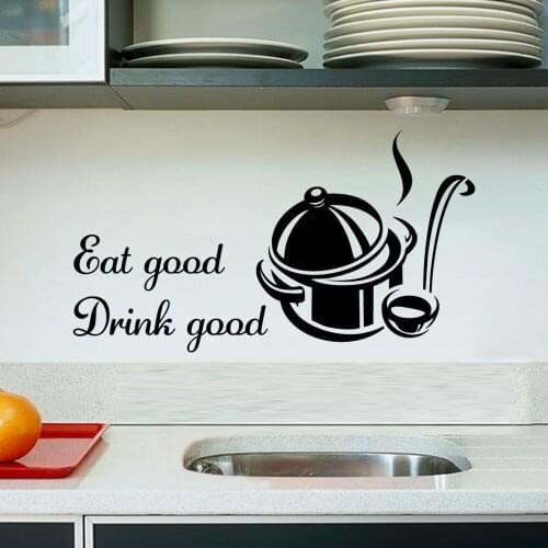 New Hot Eat Good Drink Good Black Removable Pvc Restaurant Kitchen Decorative 3D Wall Stickers House Decoration YY310