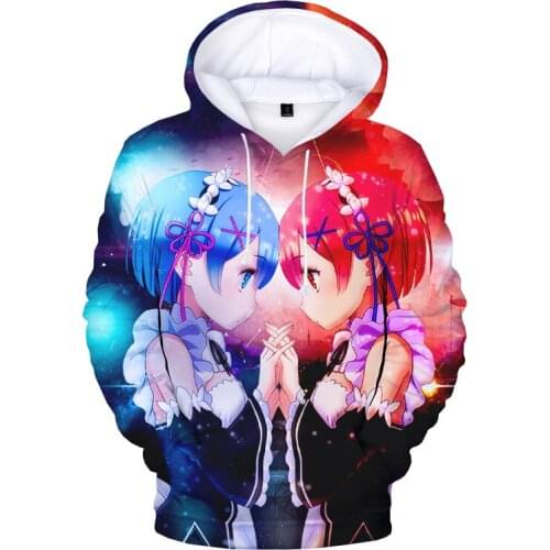 New Re:Life in a Different World from Zero Rem 3D Hoodies Men/Women Pullover Sweatshirts Printed Harajuku Japanese Anime Hoodies
