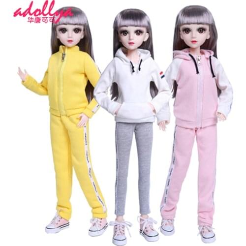 Adollya 1/3 BJD Doll Clothes Full Set Long Sleeve Sportswear White Yellow Pink Casual Wear Cloth Clothes For Doll Toys For Girls