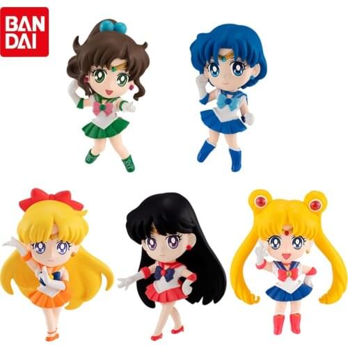 Bandai Genuine CHIBI MASTERS SAILOR MOON Character Modeling Dolls Chibiusa Mizuno Ami Hino Rei Kino Makoto Action Figure Toys
