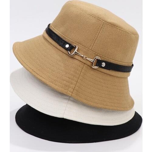 Spring Summer Bucket Hats New Ladies Fisherman Hat Sun Protection Belt Buckle Foldable Small Basin Hat Outdoor Cloth Wholesale