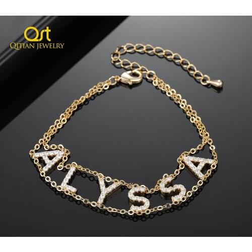 Personalized Crystal Name Bracelet 5A Zircon Women Jewelry Diamond Double Layer Letter Bracelets Custom Charm Gifts For Women