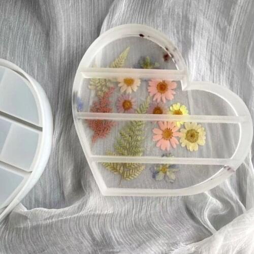 Love Heart Shaped Tray Epoxy Resin Mold Display Stand Silicone Mould DIY Crafts Jewelry Organizer Mold