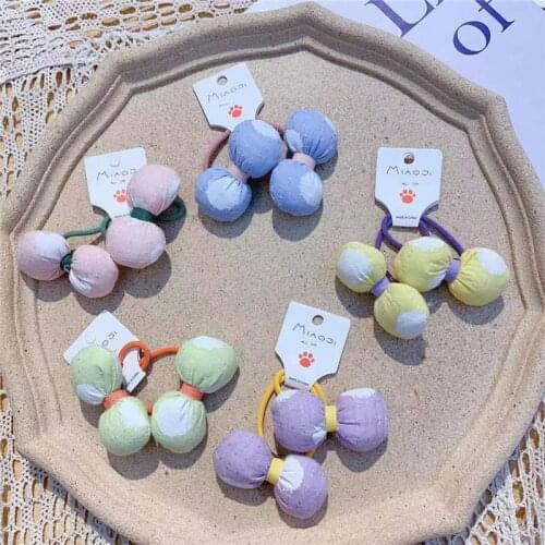 1 Pair Korean Personality Sweet Girl Fabric Bow Rubber Band Hair Rope Headdress Fashion Childrens Ponytail Hair Accessories