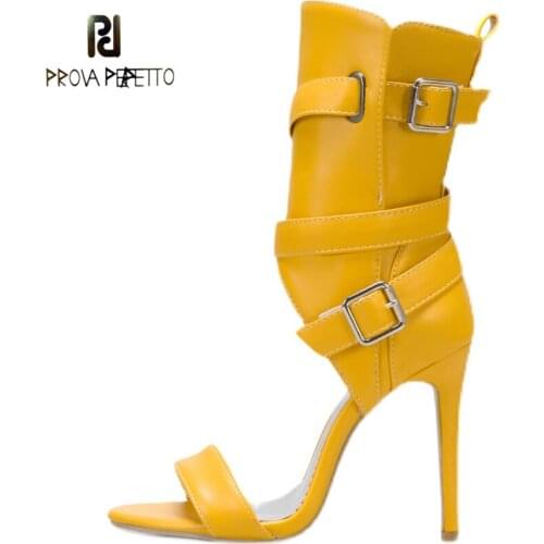 Summer New Sandals Female High Heels Sexy Open Toe Bag with Cross Straps Rear Zipper Belt Buckle Roman High Heel Sandals