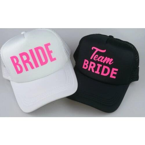 C&Fung neon pink BRIDE TEAM BRIDE Adult Mesh Trucker Hat Cap Design Snapback Bachelorette Party Weekend Beach hats summer style