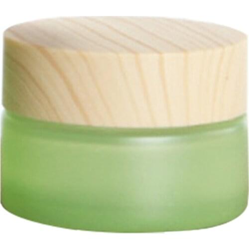 Wooden Lid Glass Bottle Cream Jars Empty Cosmetic Sample Containers for Travel & Home