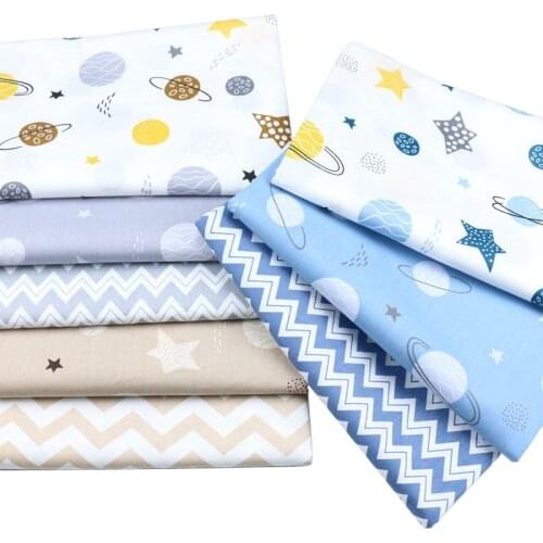 Syunss Diy Patchwork Cloth For Quilting Baby Cribs Cushions Dress Sewing Tissus Cartoon Planet Stars Waves Cotton Fabric Tecido