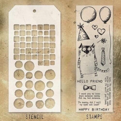 2021 New Cat Happy Birthday Clear Stamp Stencil For DIY Making Words Greeting Card Background Scrapbooking No Metal Cutting Dies