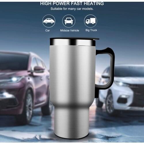 Universal Water Bottle Car Insulated Thermos Cup 12V 300ml Stainless Steel Electronic Thermal Travel Mug Insulated Mug Silver
