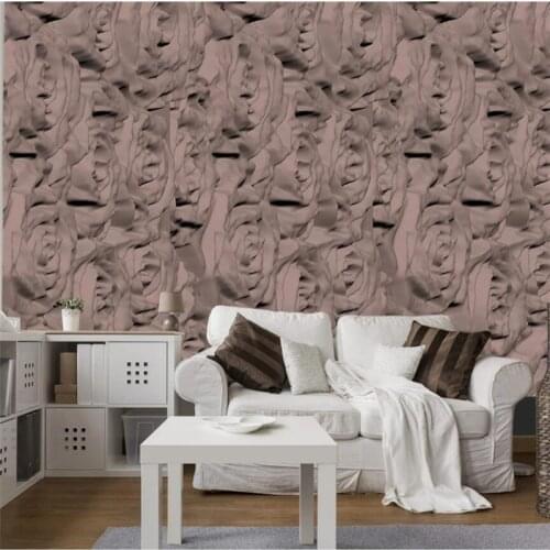 Wellyu Custom large mural fashion home improvement modern minimalist abstract relief rose TV background wallpaper