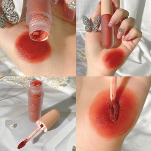 WODWOD Ice cream Lip Mud Silky Lip Gloss Matte Soft Mist Milk Tea Lip Glaze Liquid Lipstick Long Lasting Sexy Lip Makeup TSLM2