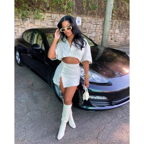 Felyn 2020 Best Quality Famous Brand 2 pcs Women Set Solid V-neck Short Tops Mini Dress Casual Style Outfits