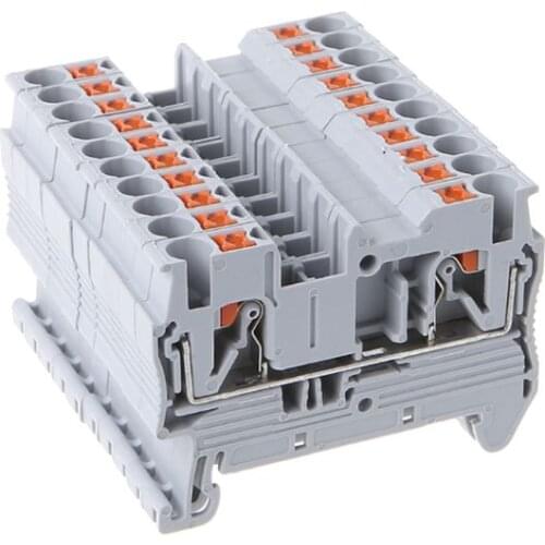 10pcs/set PT 2.5 Push-In Din Rail Mounted Terminal Blocks Spring Screwless Feed Through Electrical Components And Parts