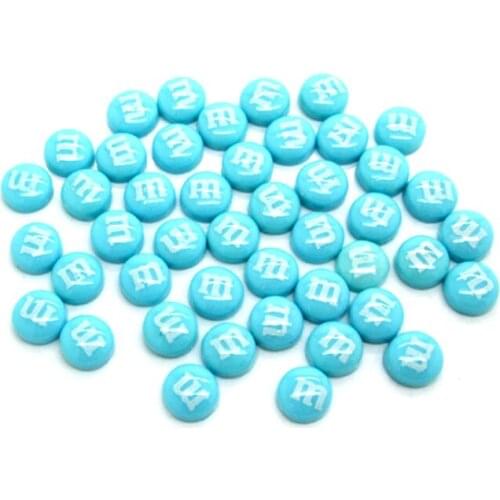 100Pcs 8mm Light Blue Resin Decoration Crafts Letter M Bead Flatback Cabochon Scrapbook DIY Accessories Buttons