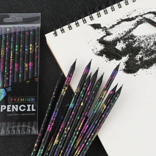 12pcs/box HB Pencil Printing Diamond Color Wood Pencils Drawing Stationery