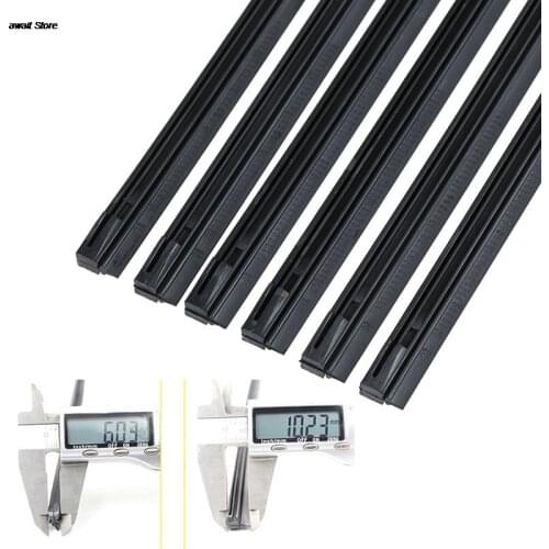 2PCS Wiper Blades Windshield 6mm 14" 16"17'' 18''19''20'' 21''22" Auto Vehicle Insert Soft Rubber Strip Refill For Metal U-type