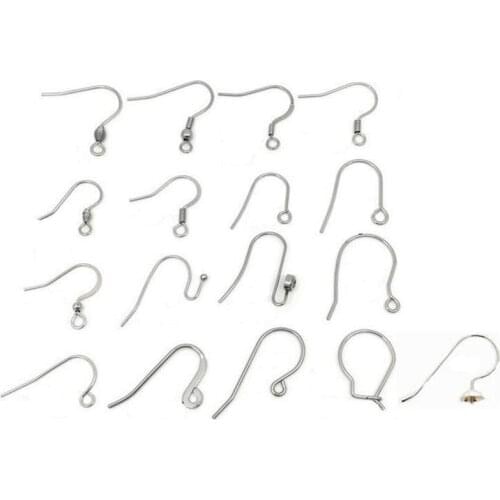 50pcs Stainless Steel Earring Hooks Wires Clasps Silver Tone Ear Wire Hooks With Balls Beads for DIY Jewelry Making Components