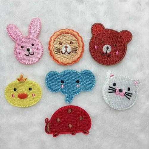 50pcs/lot Embroidery Patches Shirt Hat Biker Clothing Decoration Elephant Bear Lion Cat Rabbit Cartoon Animal Diy Iron Ons