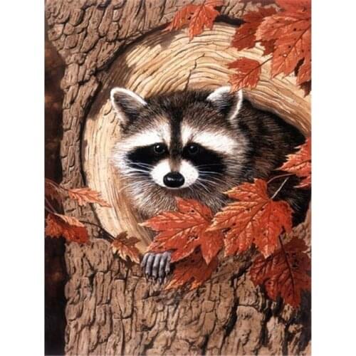 5D Full Diamond Mosaic Diy Diamond Painting Cross Stitch Handmade Hobby Resin Drill Embroidery Square/round Cute Raccoon