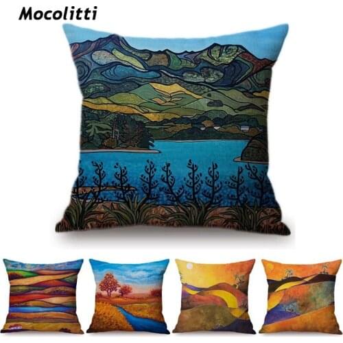Abstract Oil Painting Art African Natural landscape Decorative Pillow Case Beautiful Living Room Exotic Decoration Cushion Cover