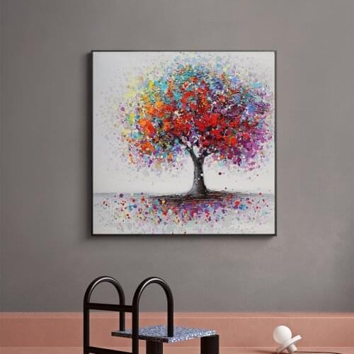 Abstract Colorful Trees Oil Paintings Landscape On Art Canvas Poster And Prints Wall Picture for Living Room Cuadros Decoration