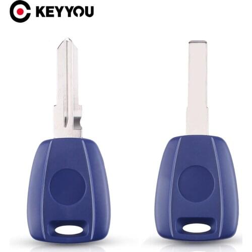 KEYYOU 10X Transponder Chip Key For Fiat Remote Key Shell Blue Case Cover For Fiat 500 Ducato SIP22/GT15R Blade No Blade
