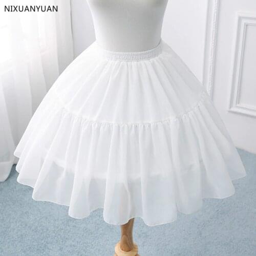 Black or White Short Petticoats for Wedding Lolita Woman Girl Underskirt Crinoline Fluffy Pettycoat Hoop Skirt