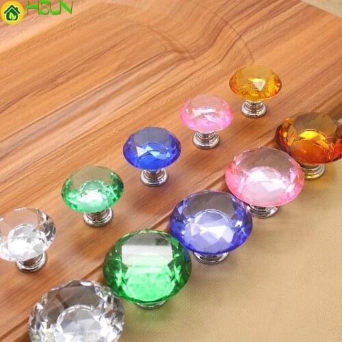 Diameter 40mm K9 Crystal Glass Knob Luxury Drawer Handles for Dresser Multi Color CRY0166