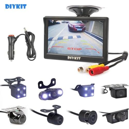 DIYKIT 5" Car Rearview Monitor Auto Parking Vedio + LED Night Vision Backup Reverse Camera HD Car Rear View Camera