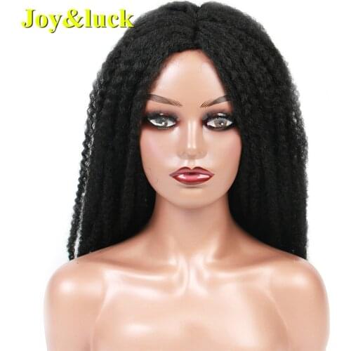 Long Afro Kinky Curly Sythetic Wigs Middle Part Crochet Braids Wigs Black Color Hair Wigs Cosplay or Daily Use Hair Style